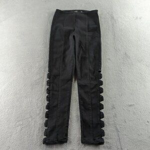 Seductions Sirens Pants Womens 7 Black Skinny Side Zip Cut Out Detail Stretch